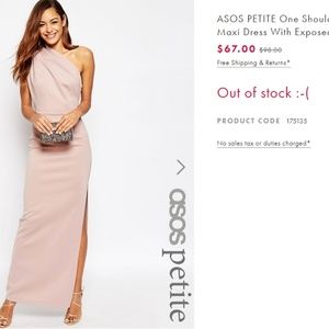 NWT ASOS PETITE Shoulder Maxi Dress Exposed Zip